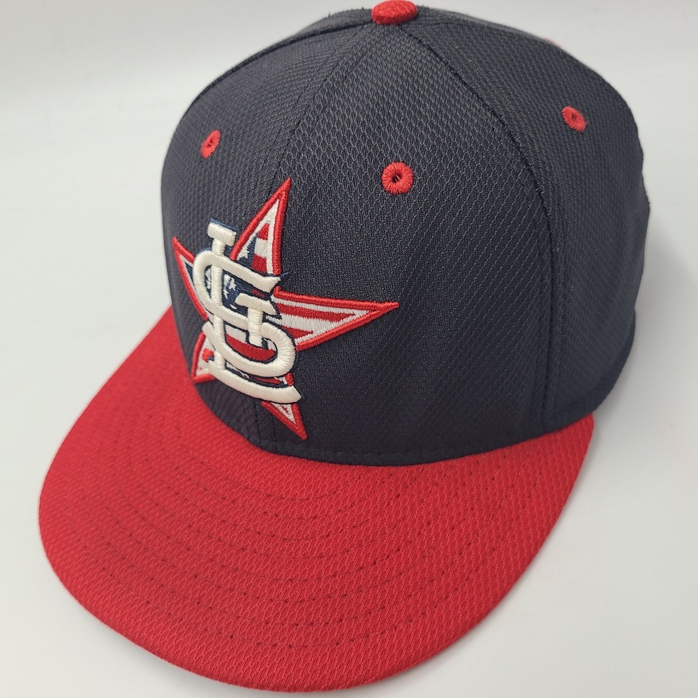 St Louis Cardinals Hat Fitted 7 1/4 New Era 59Fifty Blue Red MLB Stars & Stripes